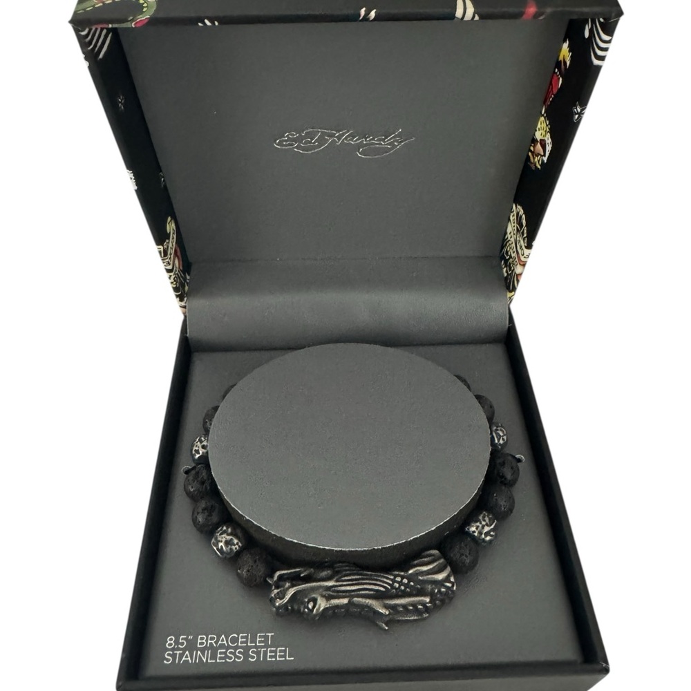 Ed Hardy Black and Silver Dragon Bracelet